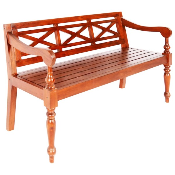 Batavia bench, dark brown, 123cm, solid mahogany