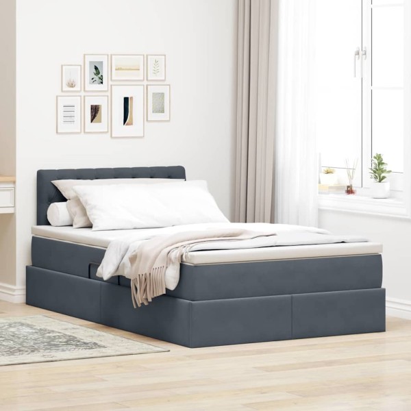 Bed with storage space and LED Dark gray 120 x 200 cm