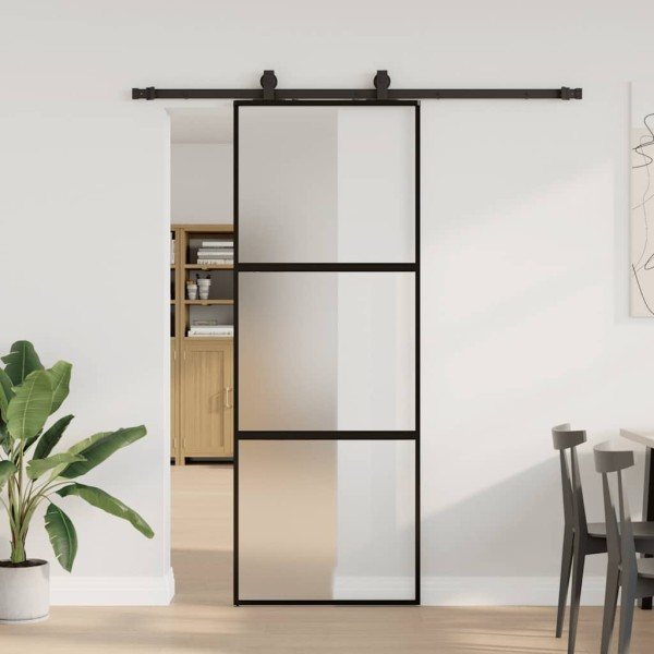 Sliding door with hardware kit, black, 76x205 cm