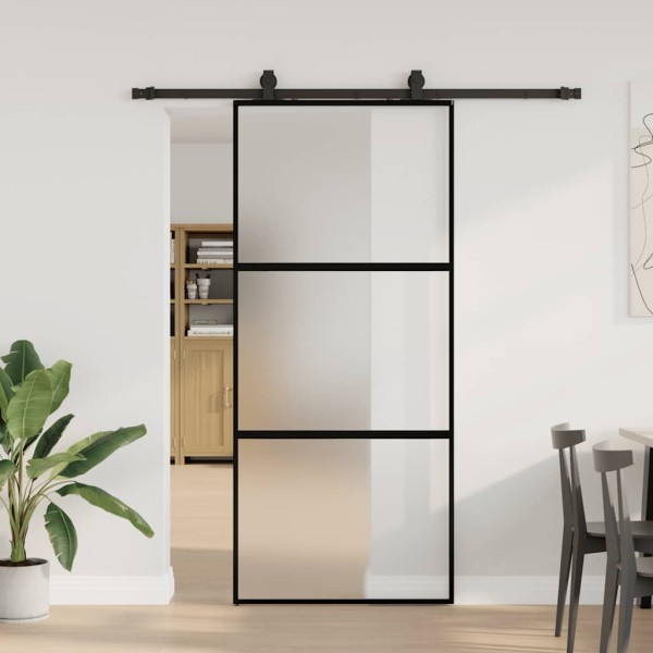 Sliding door with hardware kit, black, 90x205 cm