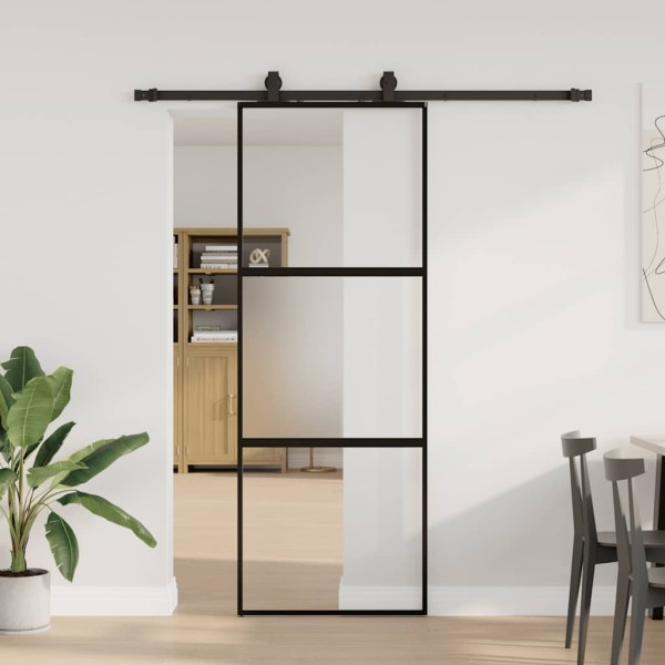 Sliding door with hardware kit, black, 76x205 cm