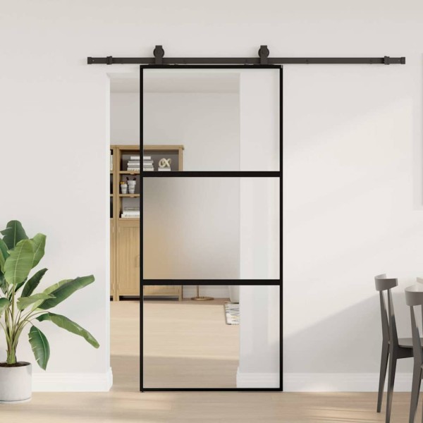 Sliding door with hardware kit, black, 90x205 cm