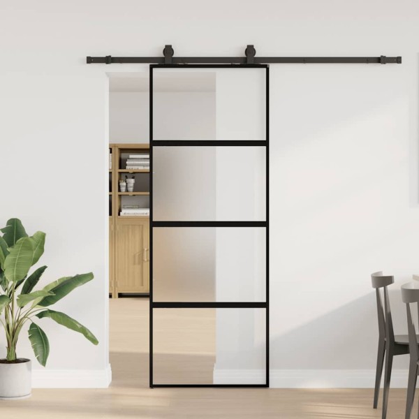 Sliding door with hardware kit, black, 76x205 cm