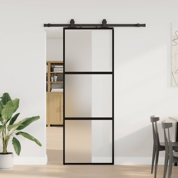 Sliding door with hardware kit, black, 76x205 cm