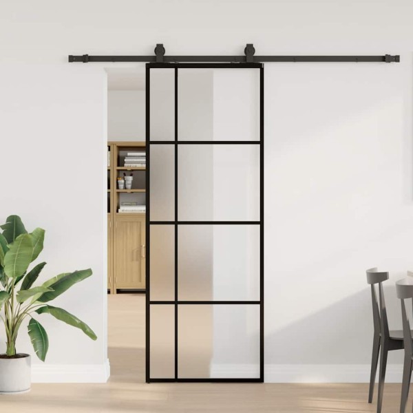 Sliding door with hardware kit, black, 76x205 cm, ESG and