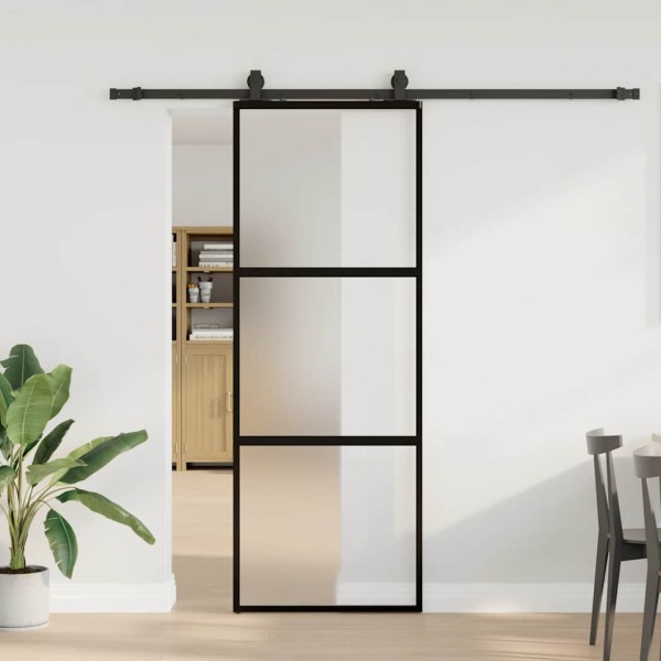 Sliding door with hardware kit, black, 76x205 cm