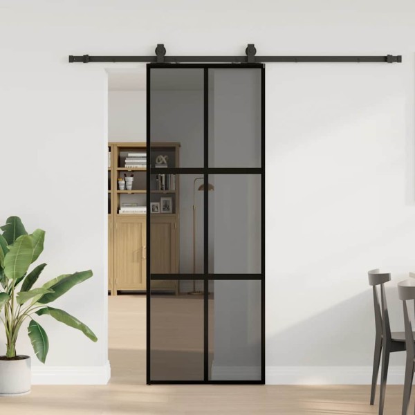 Sliding door with hardware kit, black, 76x205 cm