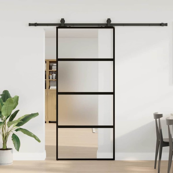 Sliding door with hardware kit, black, 76x205 cm
