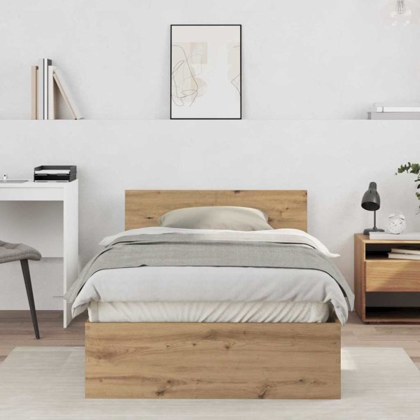 Bed frame with headboard Artisan oak 203 x 104 x 70 cm