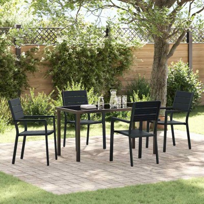 Garden dining set 5 pcs Black