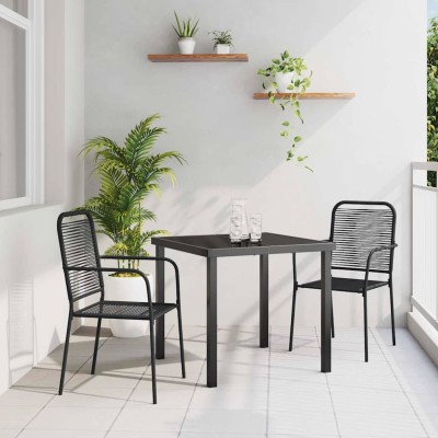 Garden dining set 3 pcs Black