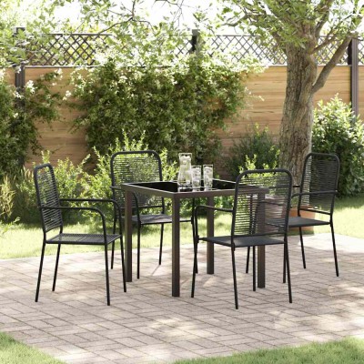 Garden dining set 5 pcs Black