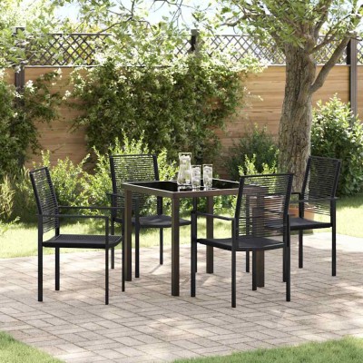 Garden dining set 5 pcs Black