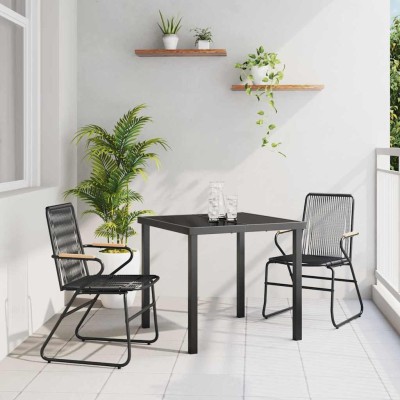 Garden dining set 3 pcs Black