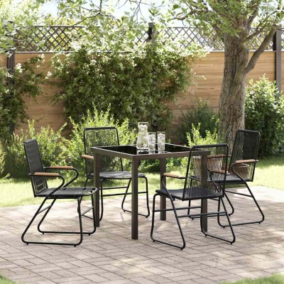 Garden dining set 5 pcs Black
