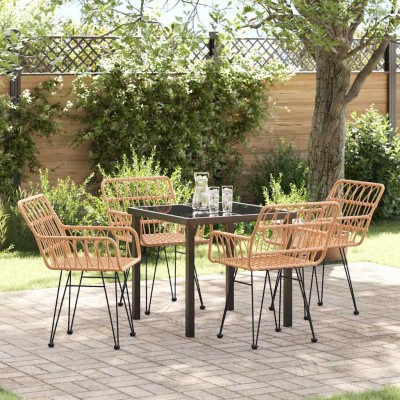 Garden dining set 5 pcs Brown