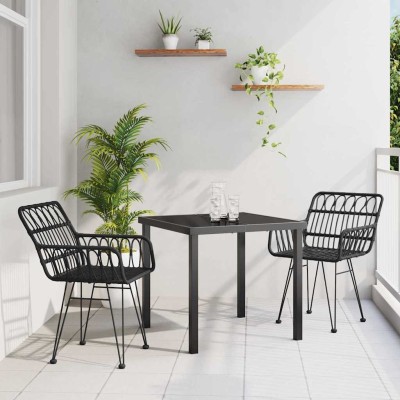 Garden dining set 3 pcs Black