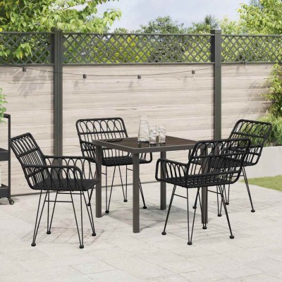 Garden dining set 5 pcs Black