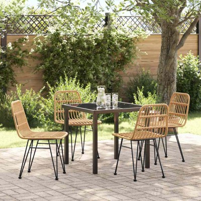 Garden dining set 5 pcs Brown