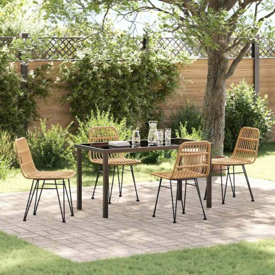 Garden dining set 5 pcs Brown