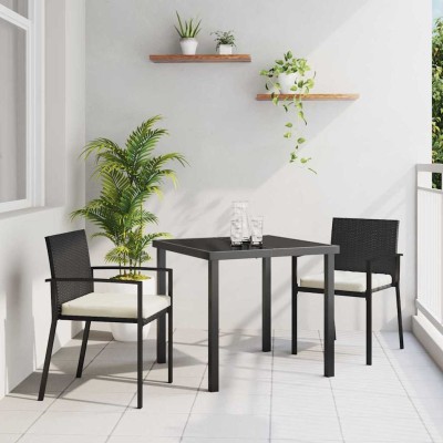 Garden dining set 3 pcs Black