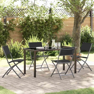 Garden dining set 5 pcs Black