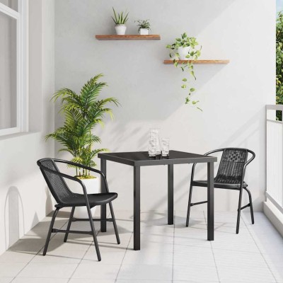 Garden dining set 3 pcs Black