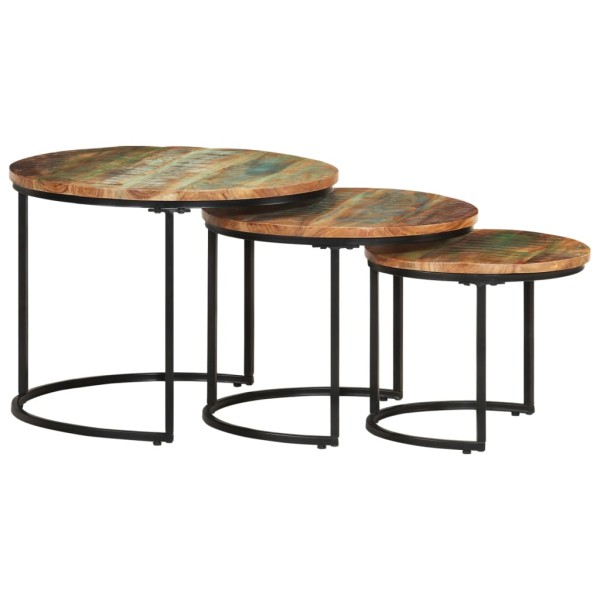 Stackable tables, 3 pcs., massif of recycled wood