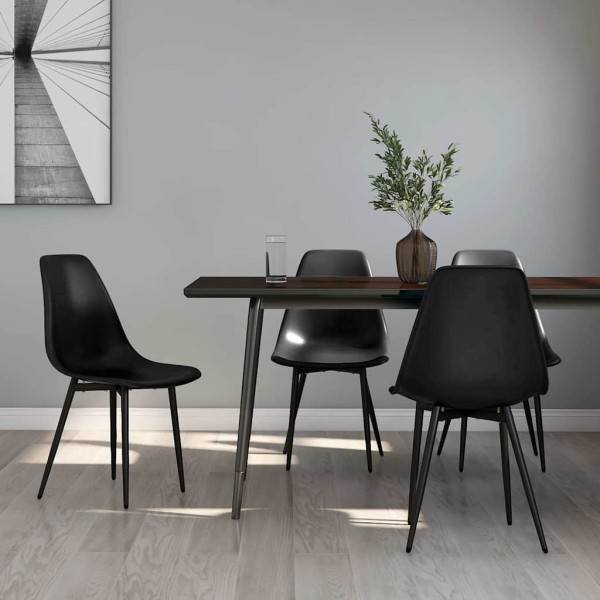 Dining chairs, 4 pcs., black, PP