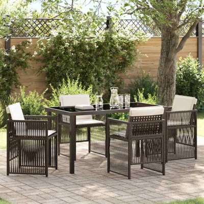 Garden dining set 5 pcs Brown