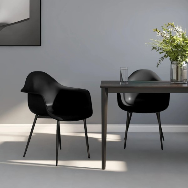 Dining chairs, 2 pcs., black, PP