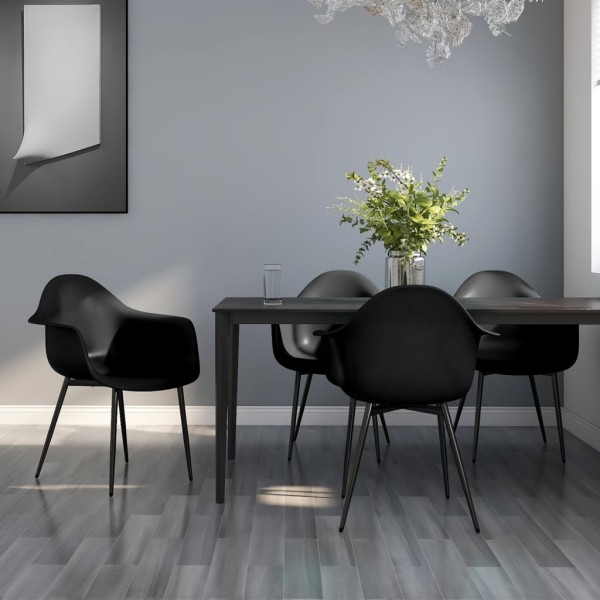 Dining chairs, 4 pcs., black, PP