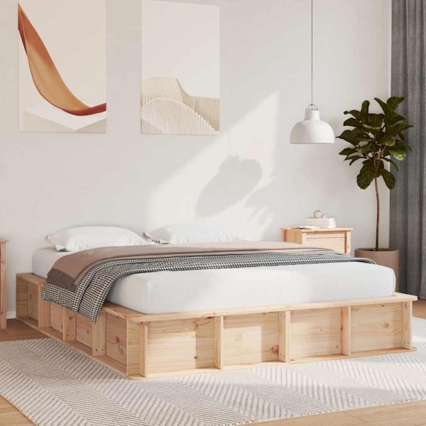 Bed frame Brown 160 x 200 cm Solid pine wood