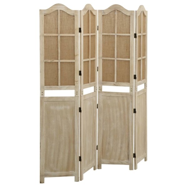 Room divider, 4 parts, brown, 140x165cm, fabric