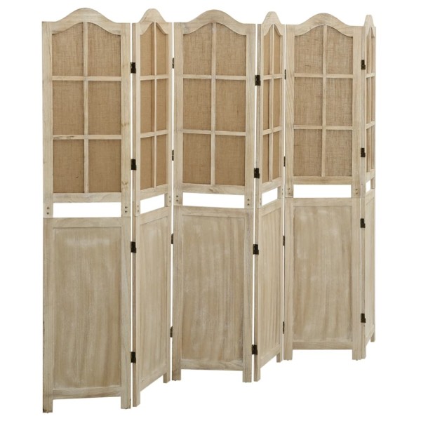 Room divider, 6 parts, brown, 214x165cm, fabric