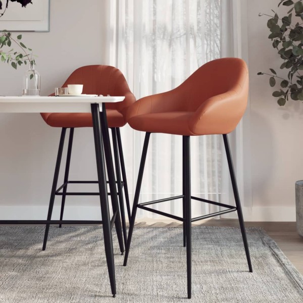 Bar stools, 2 pcs., light brown color, artificial leather