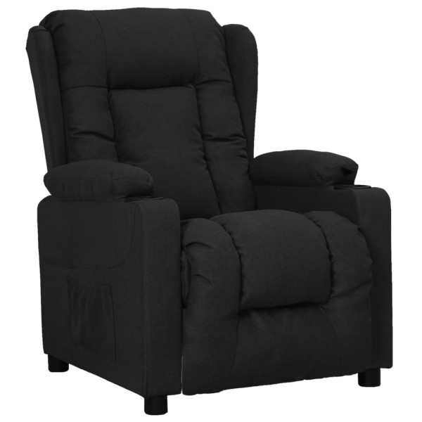 Reclining chair, black, fabric