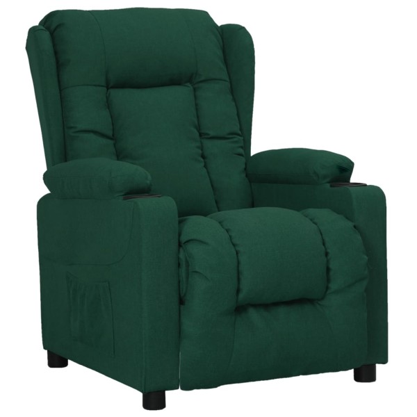 Reclining chair, dark green, fabric