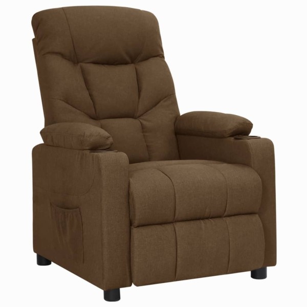 Reclining chair, brown, fabric