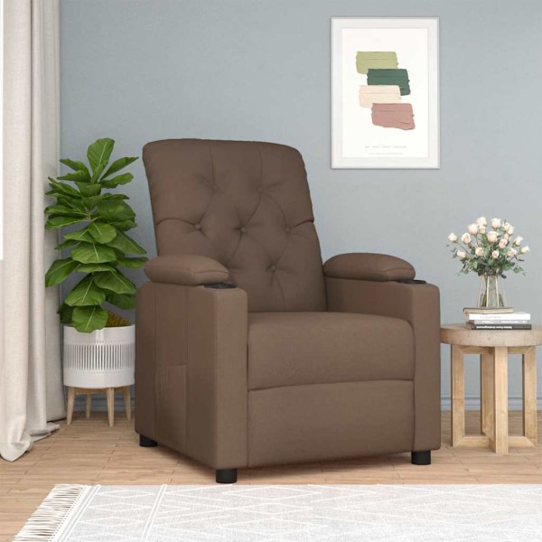Reclining chair, brown, fabric
