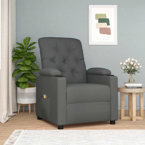 Massage chair, dark gray, fabric