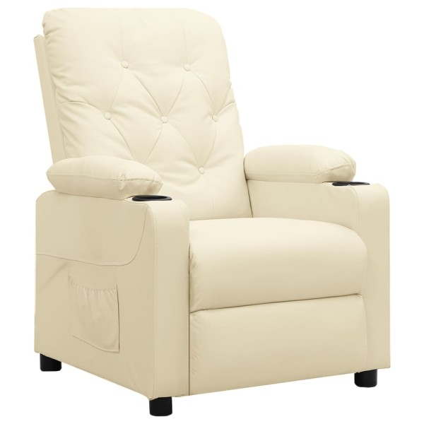 Reclining chair, cream color, artificial leather
