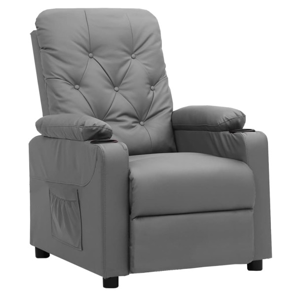 Reclining chair, gray color, artificial leather