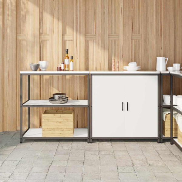 Kitchen storage set with shelf with storage 2 pcs White