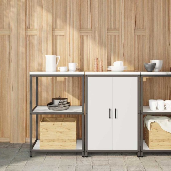 Kitchen storage set with shelf with storage 2 pcs White
