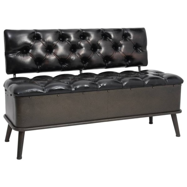 Bench-storage box with backrest, black, 110cm, artificial leather