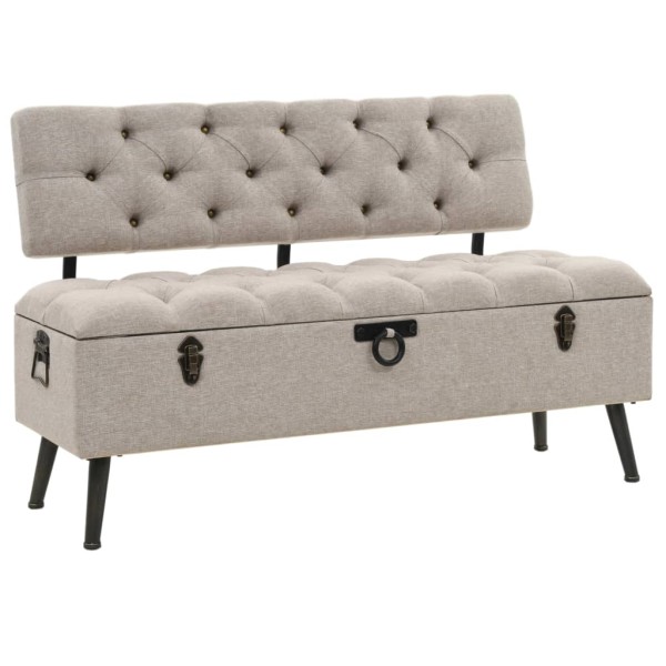 Bench-storage box with backrest, cream, 110cm, fabric