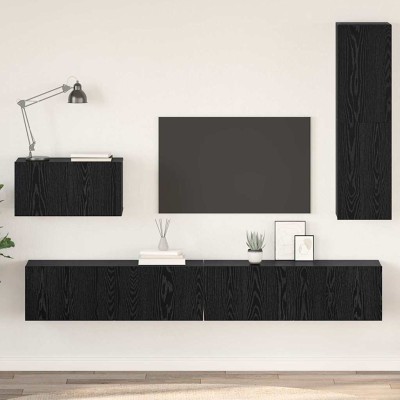 Wall TV stand 4 pcs Black oak