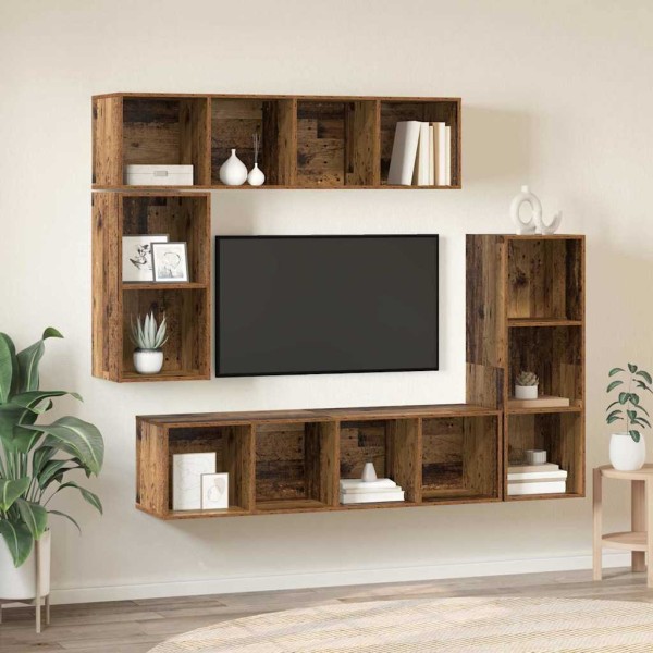 TV cabinet set 4 pcs Old wood Processed wood