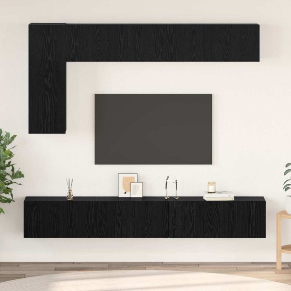 TV cabinet set 6 pcs Black oak Processed wood